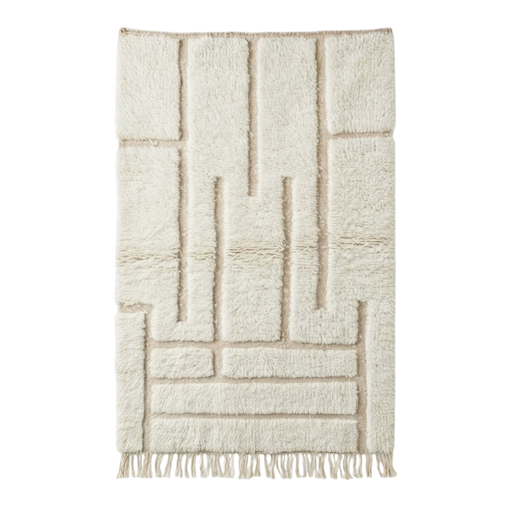 Petit tapis berbère blanc motif graphique