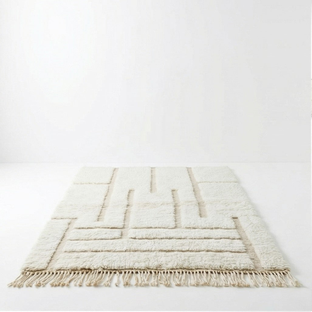 Petit tapis berbère blanc motif graphique