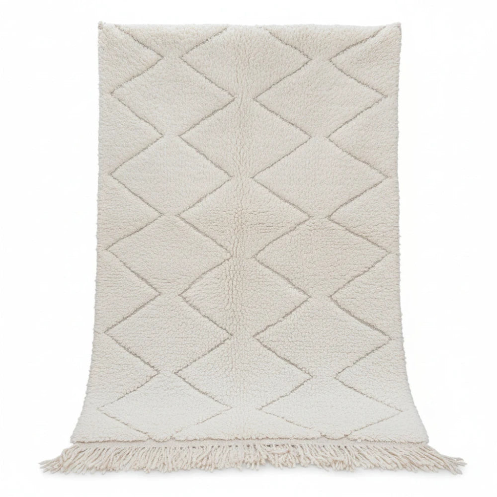 Petit tapis berbère blanc losange
