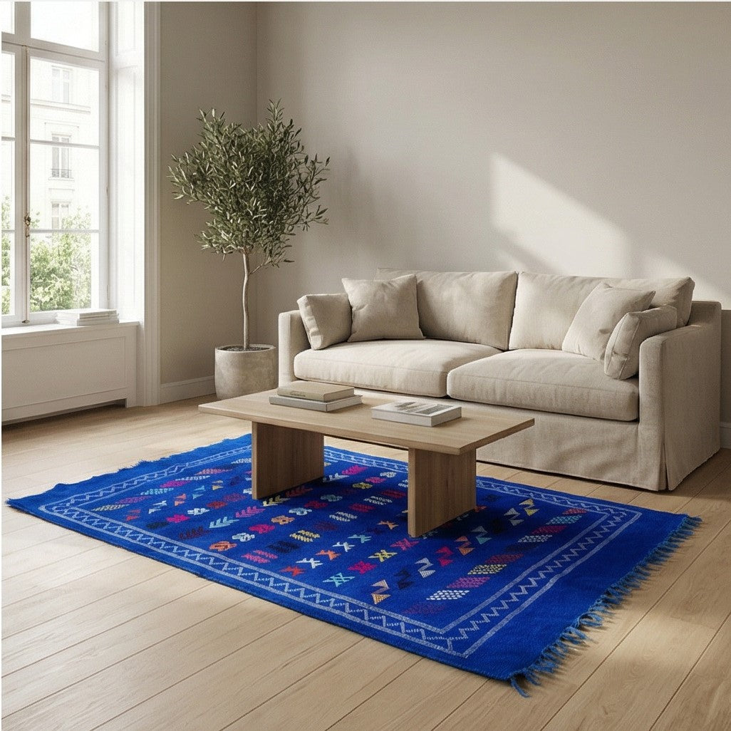 Petit Tapis Berbère Bleu 100x150 cm