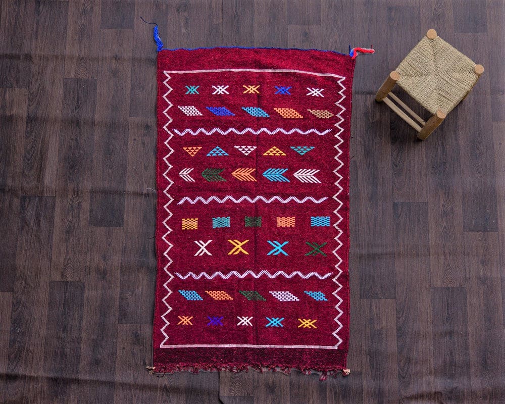 Petit Tapis Berbère Bordeaux <br> 95x155 cm - MAZIR Décoration