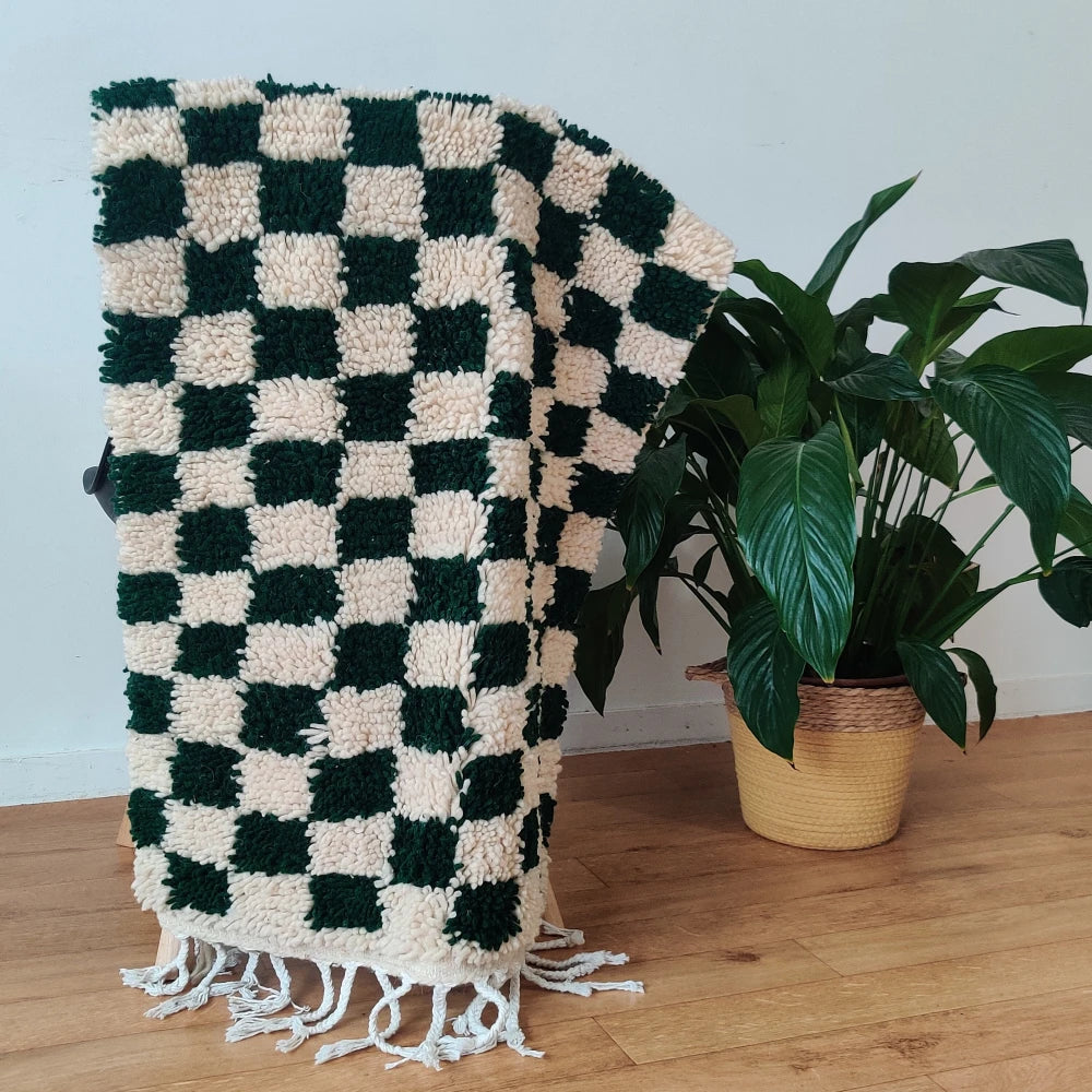 Petit tapis berbère carreaux noirs - MAZIR Décoration
