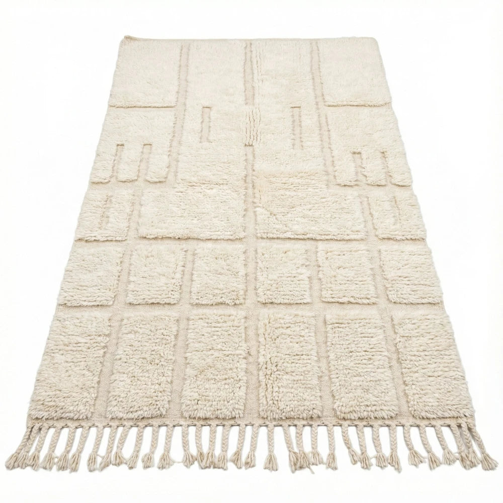 Tapis berbère motif graphique blanc