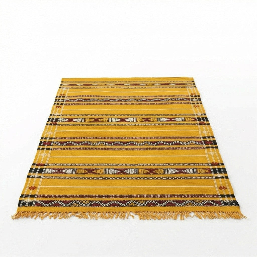 Petit tapis berbere jaune ethnique 80x140 cm