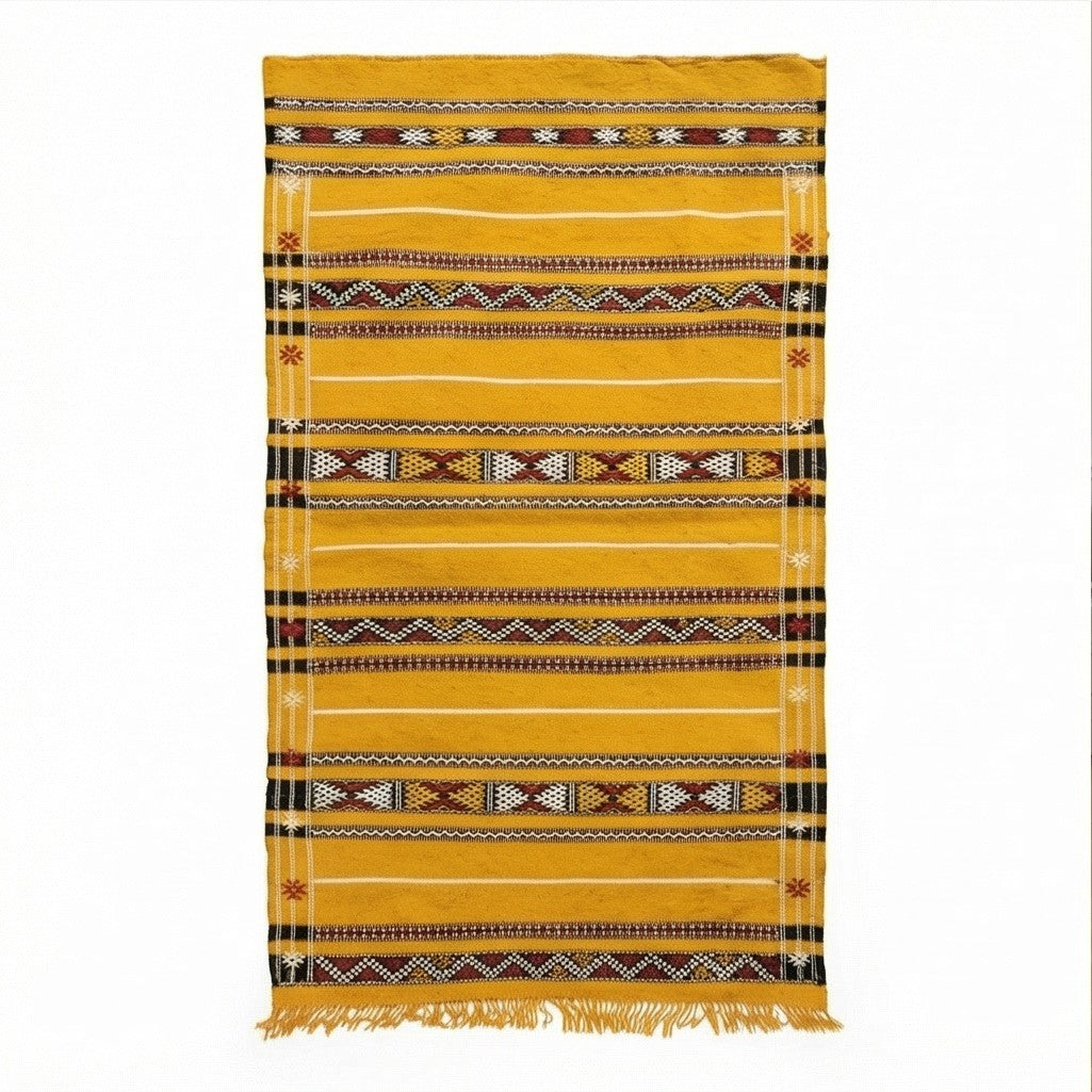 Petit tapis berbere jaune ethnique 80x140 cm