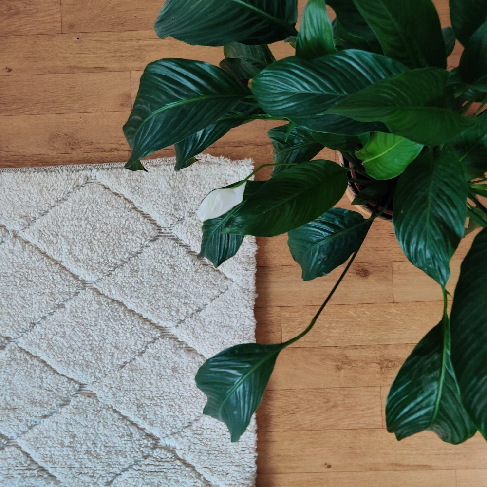 Petit tapis berbère losange blanc - MAZIR Décoration