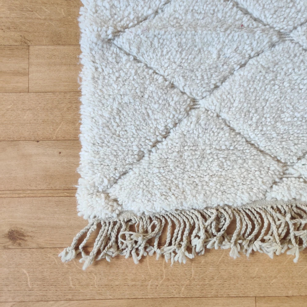 Petit tapis berbère losange blanc - MAZIR Décoration