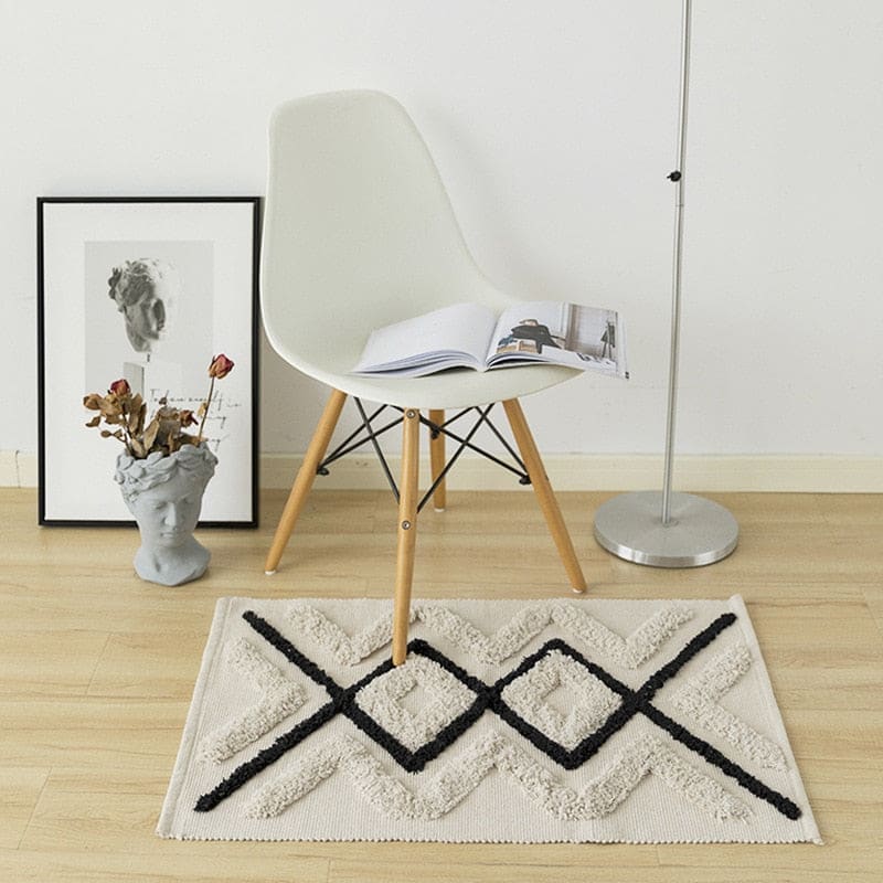 Petit tapis berbere noir et blanc