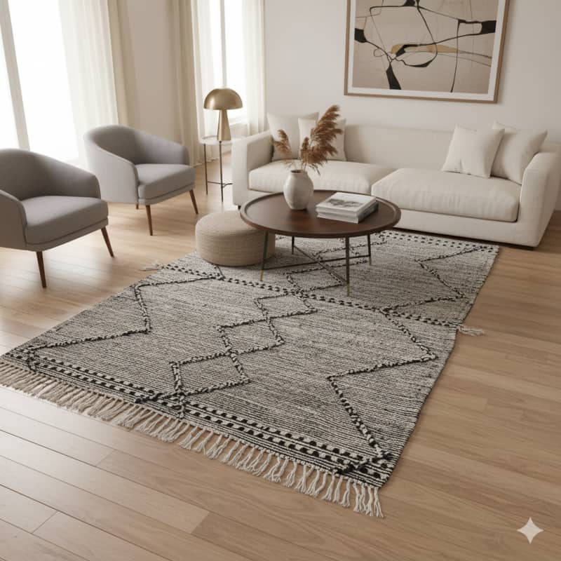Petit Tapis berbère Noir Zanafi <br> 100x150 cm