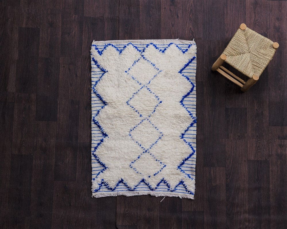 tapis bleu et blanc boheme