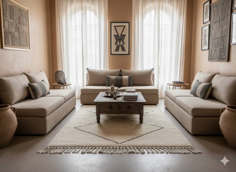 Petit Tapis Marocain Losanges Creusés <br> 90x145 cm