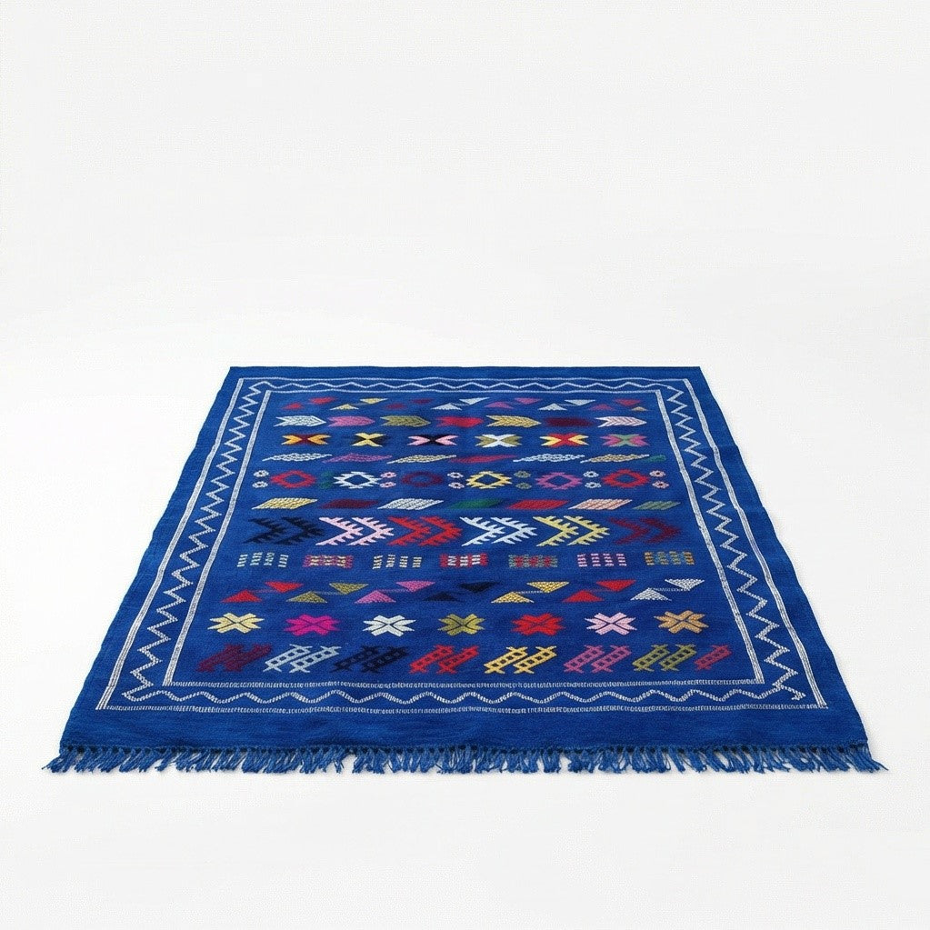 Petit tapis marocain Sabra bleu 100x150 cm