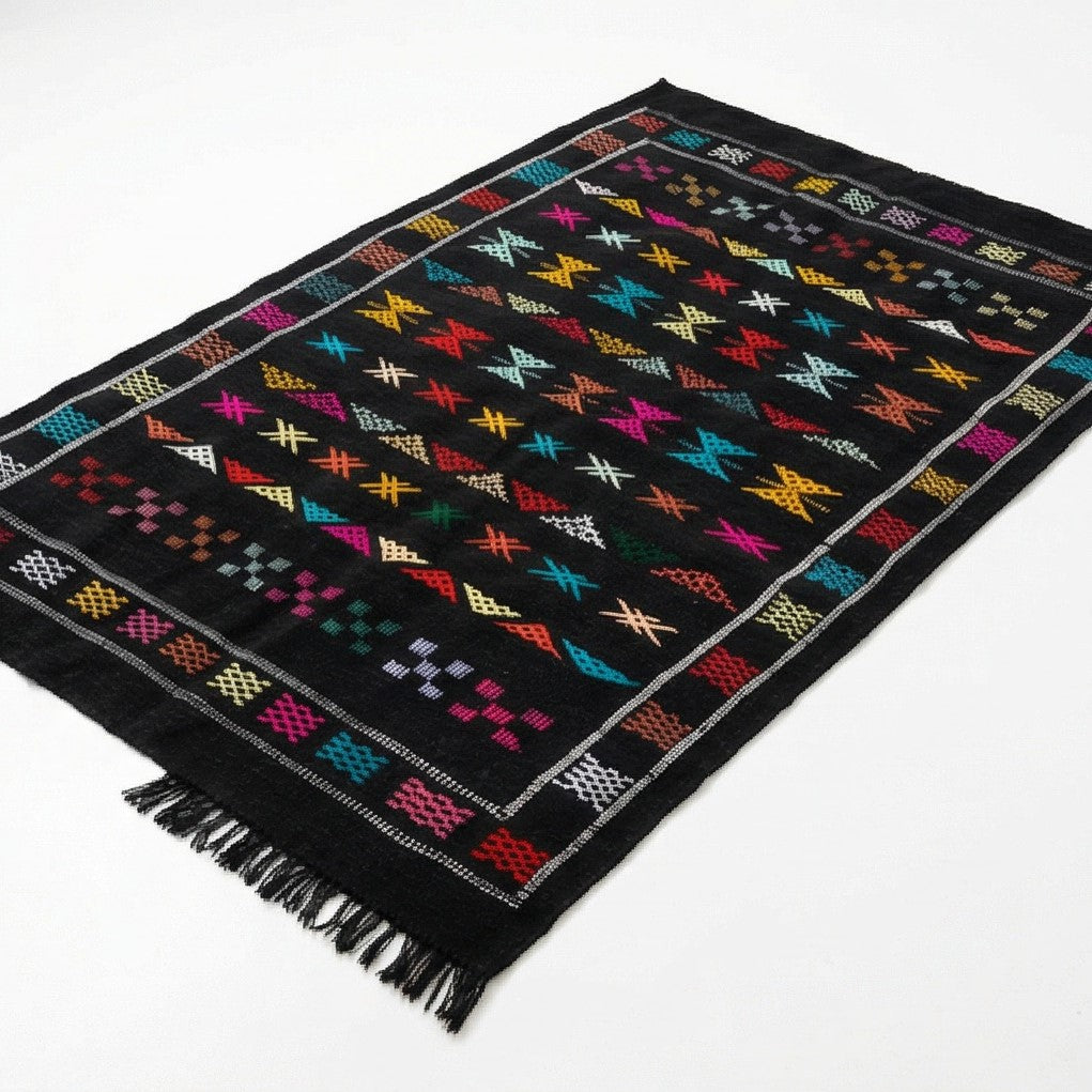 Petit tapis Sabra noir ethnique 100x150 cm