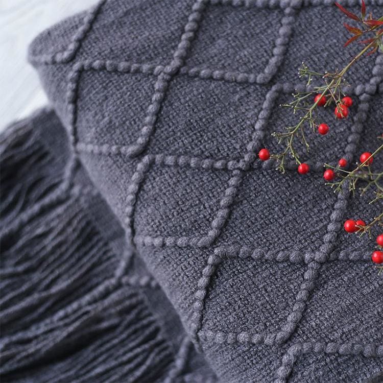 plaid berbere polyester gris