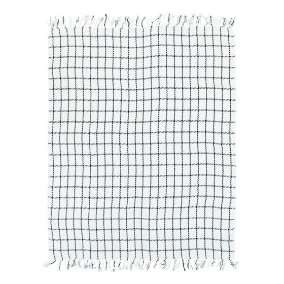 Plaid en coton blanc et noir avec motif à carreaux