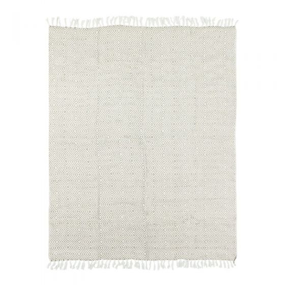 Plaid en coton blanc beige avec motif Ikat