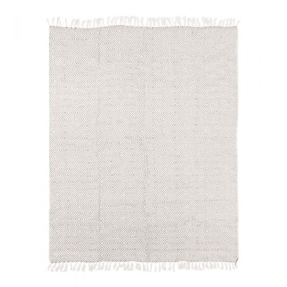 Plaid en coton blanc et gris avec motif Ikat