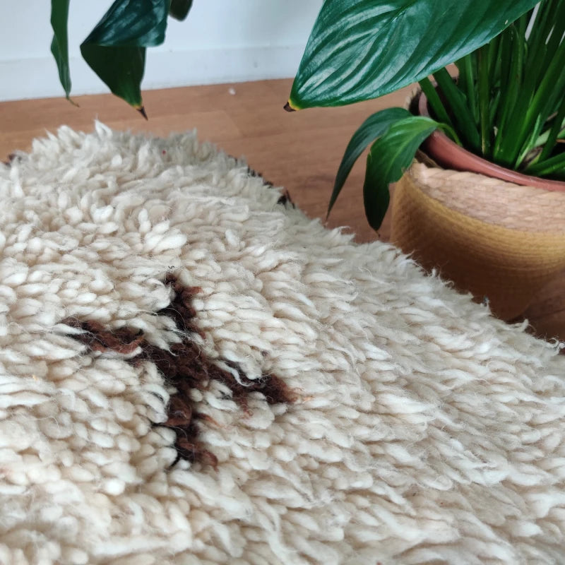 Pouf Béni Ouarain motifs marron - MAZIR Décoration