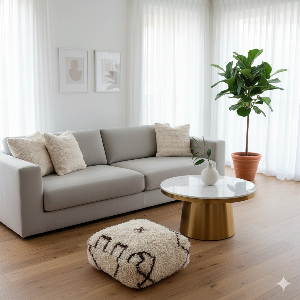 Pouf Béni Ouarain motifs marron