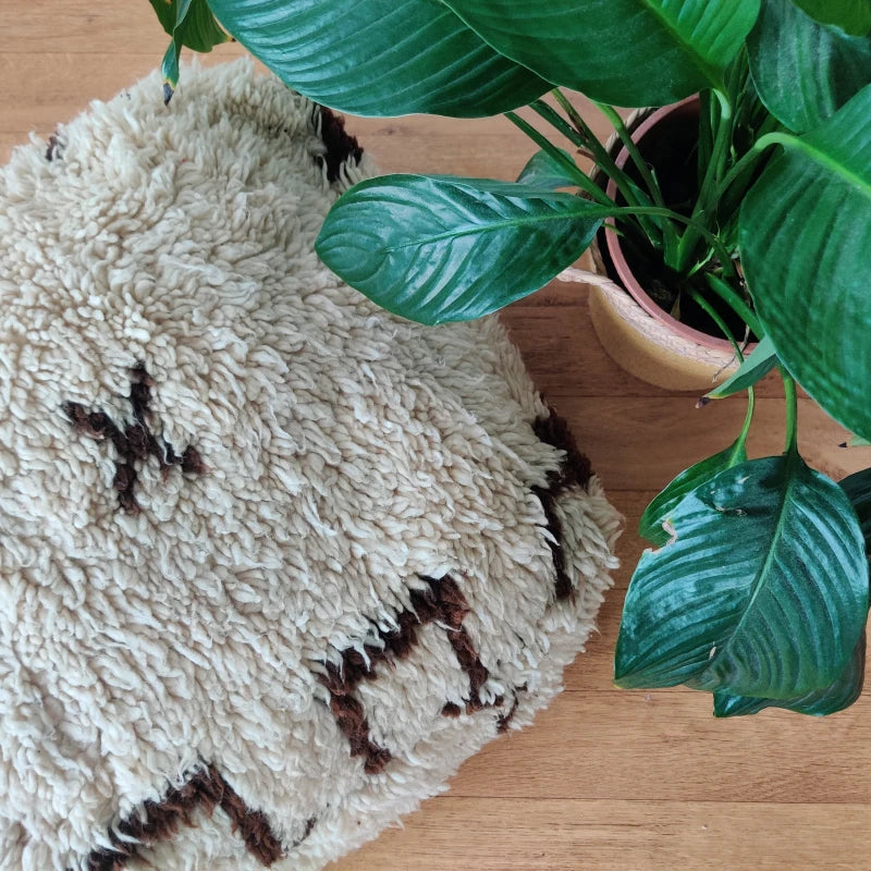 Pouf Béni Ouarain motifs marron - MAZIR Décoration