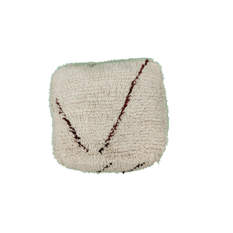 Pouf berbère blanc d'ivoire fait main