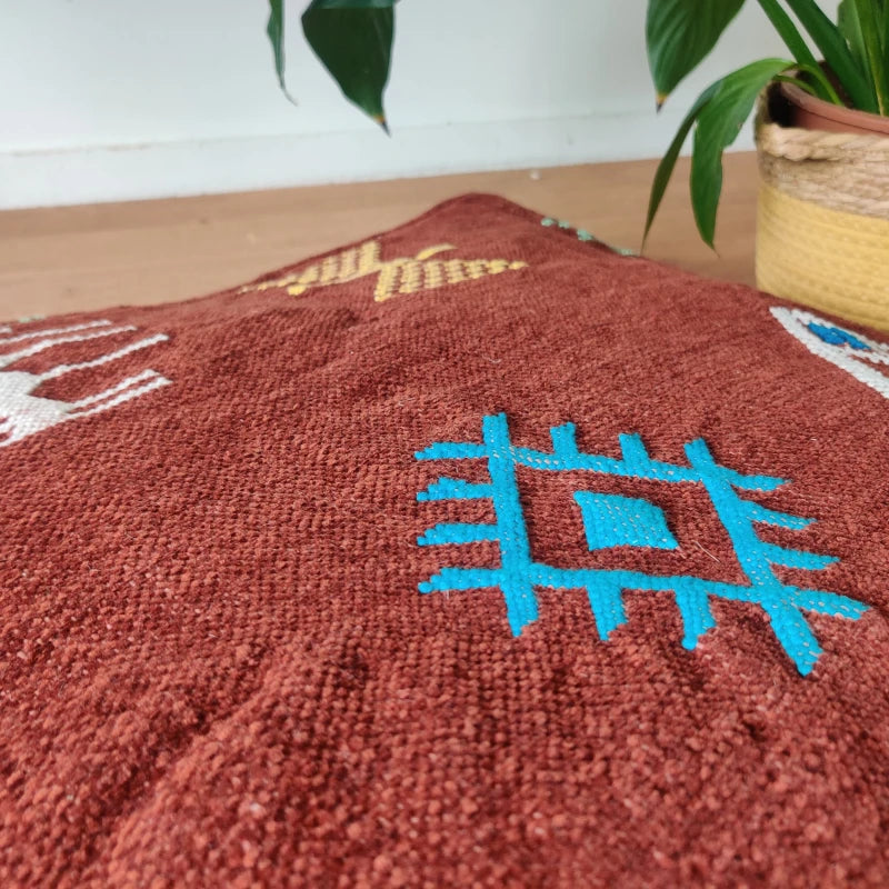 Pouf Berbère Marron Kilim - MAZIR Décoration