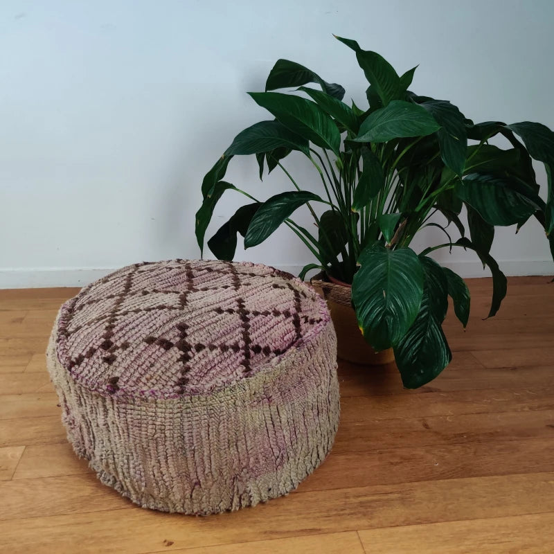 Pouf Berbère rond Violet - MAZIR Décoration