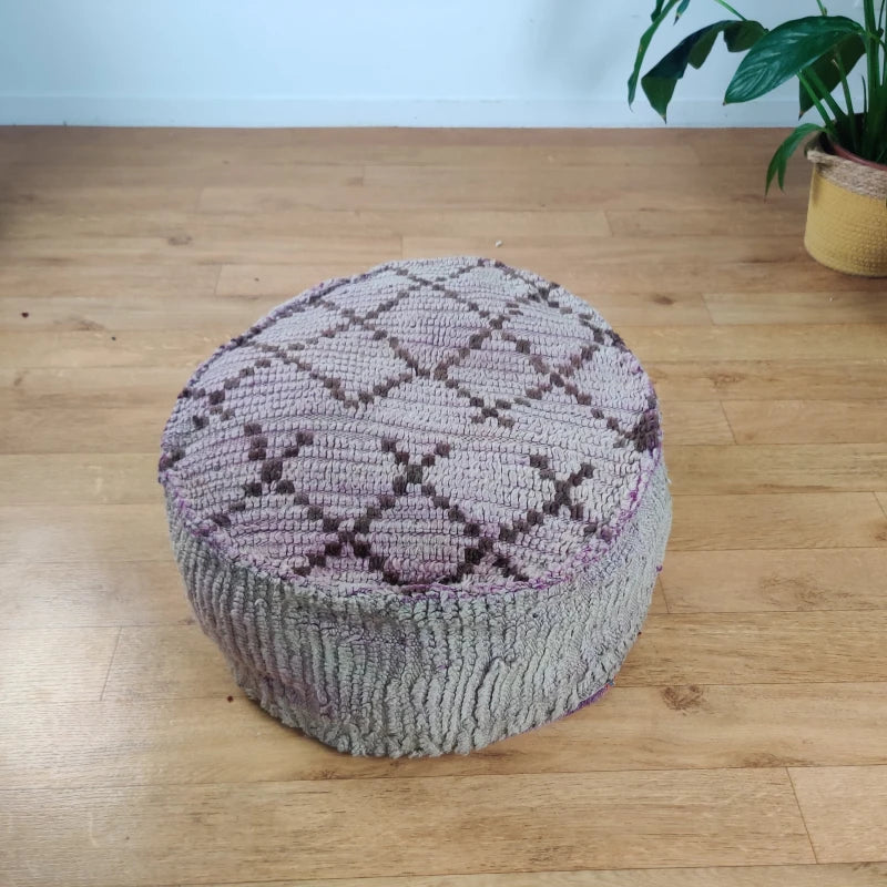 Pouf Berbère rond Violet - MAZIR Décoration