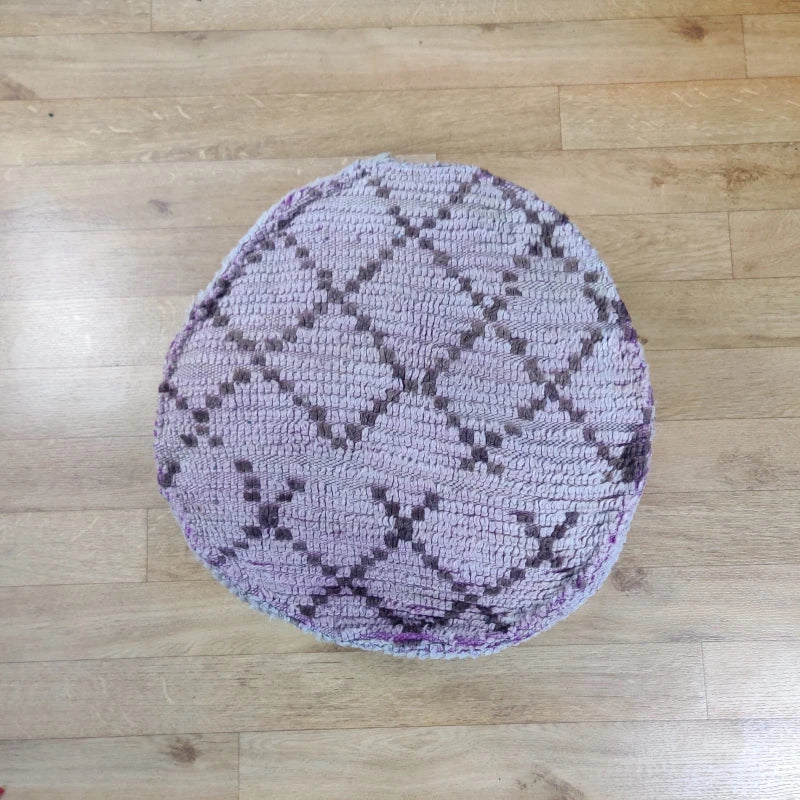 Pouf Berbère rond Violet - MAZIR Décoration