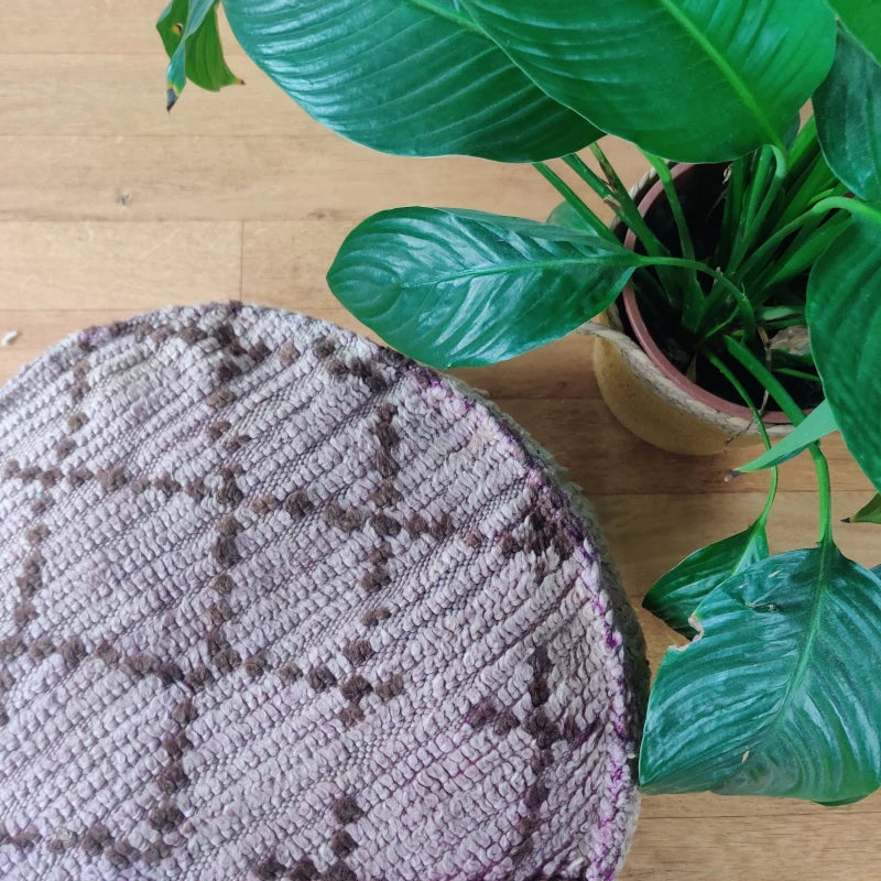 Pouf Berbère rond Violet - MAZIR Décoration