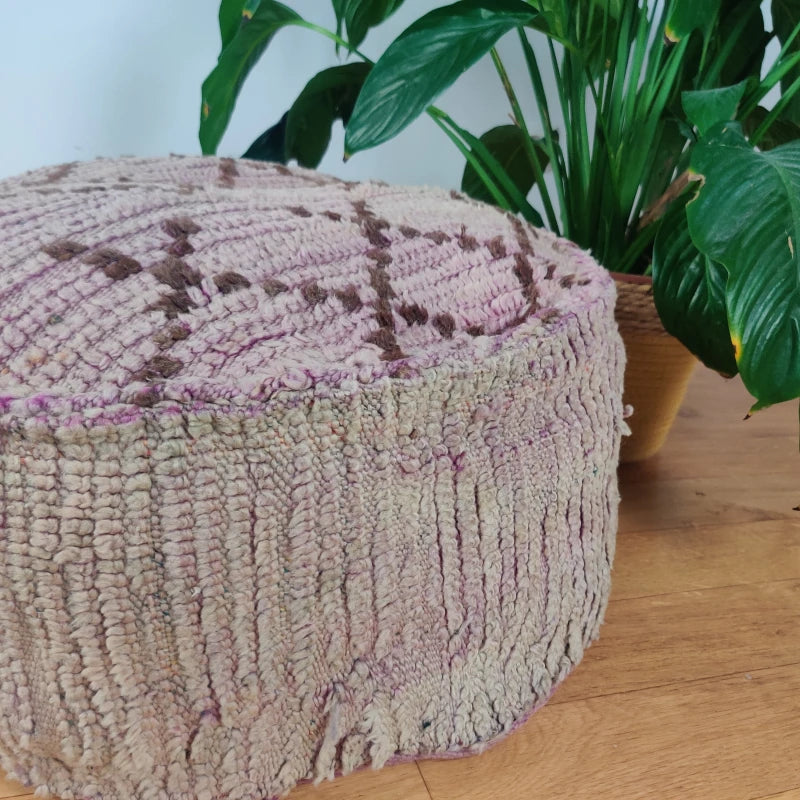 Pouf Berbère rond Violet - MAZIR Décoration