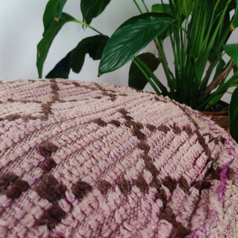 Pouf Berbère rond Violet - MAZIR Décoration
