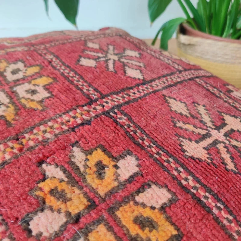 Pouf Berbère Rouge bohème - MAZIR Décoration