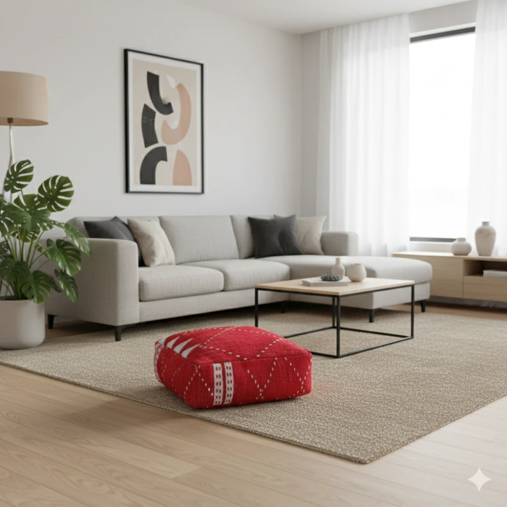 Pouf berbère rouge Kilim