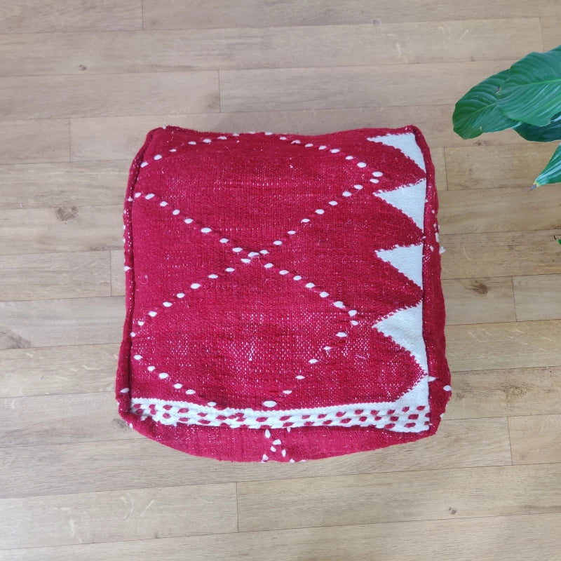 Pouf berbère rouge Kilim - MAZIR Décoration