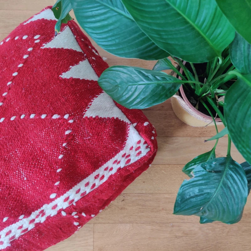 Pouf berbère rouge Kilim - MAZIR Décoration
