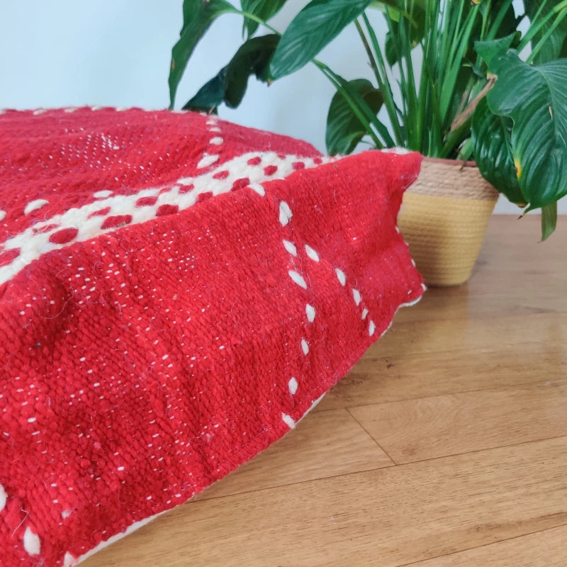 Pouf berbère rouge Kilim - MAZIR Décoration