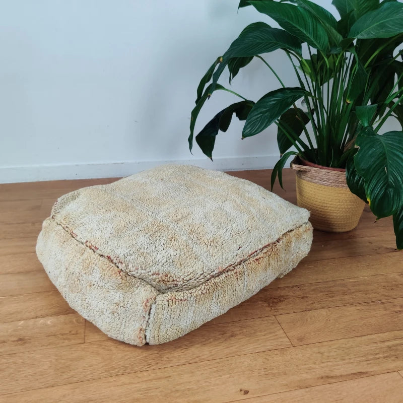 Pouf Berbère vintage beige - MAZIR Décoration