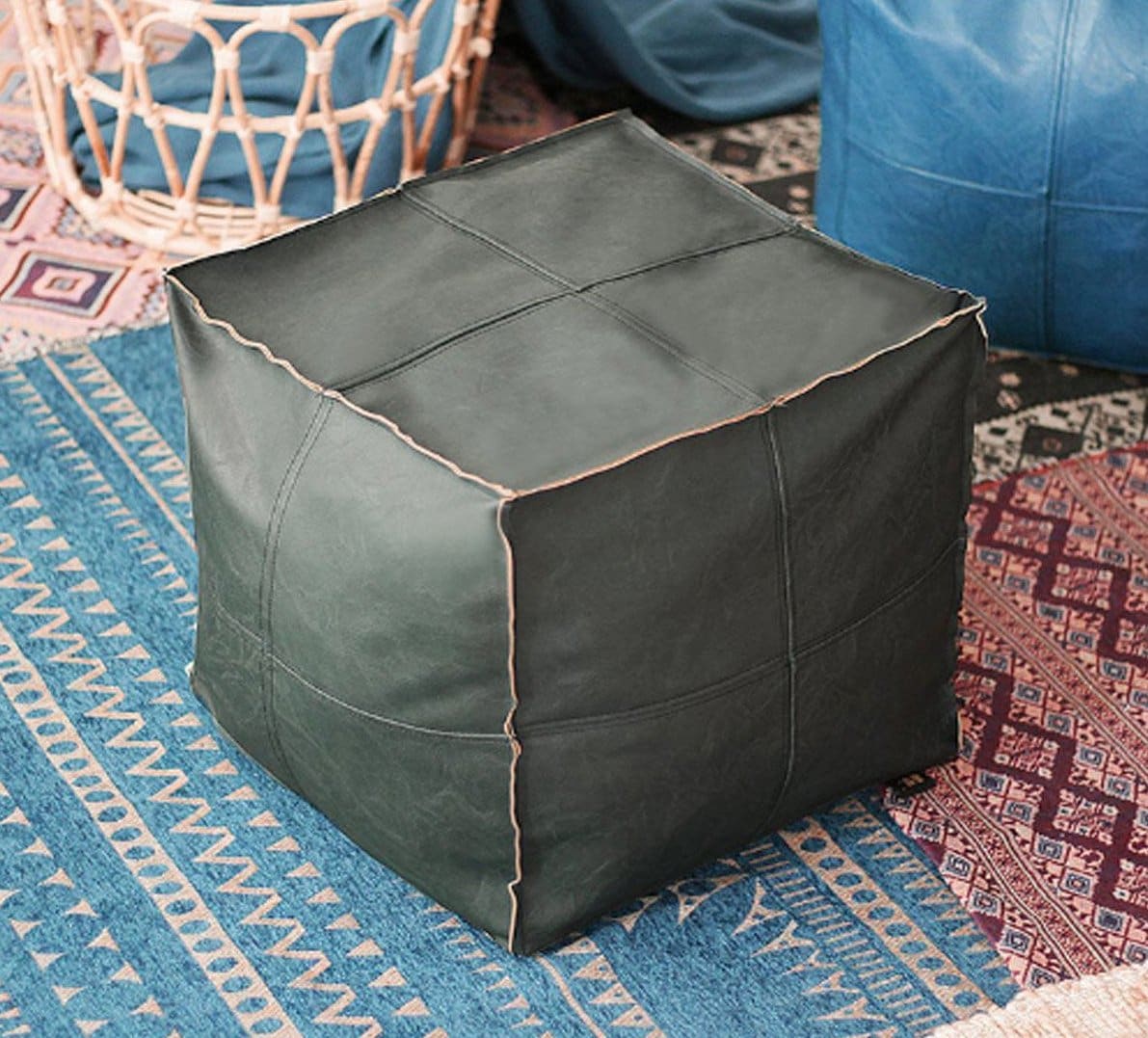 pouf marocain vert olive