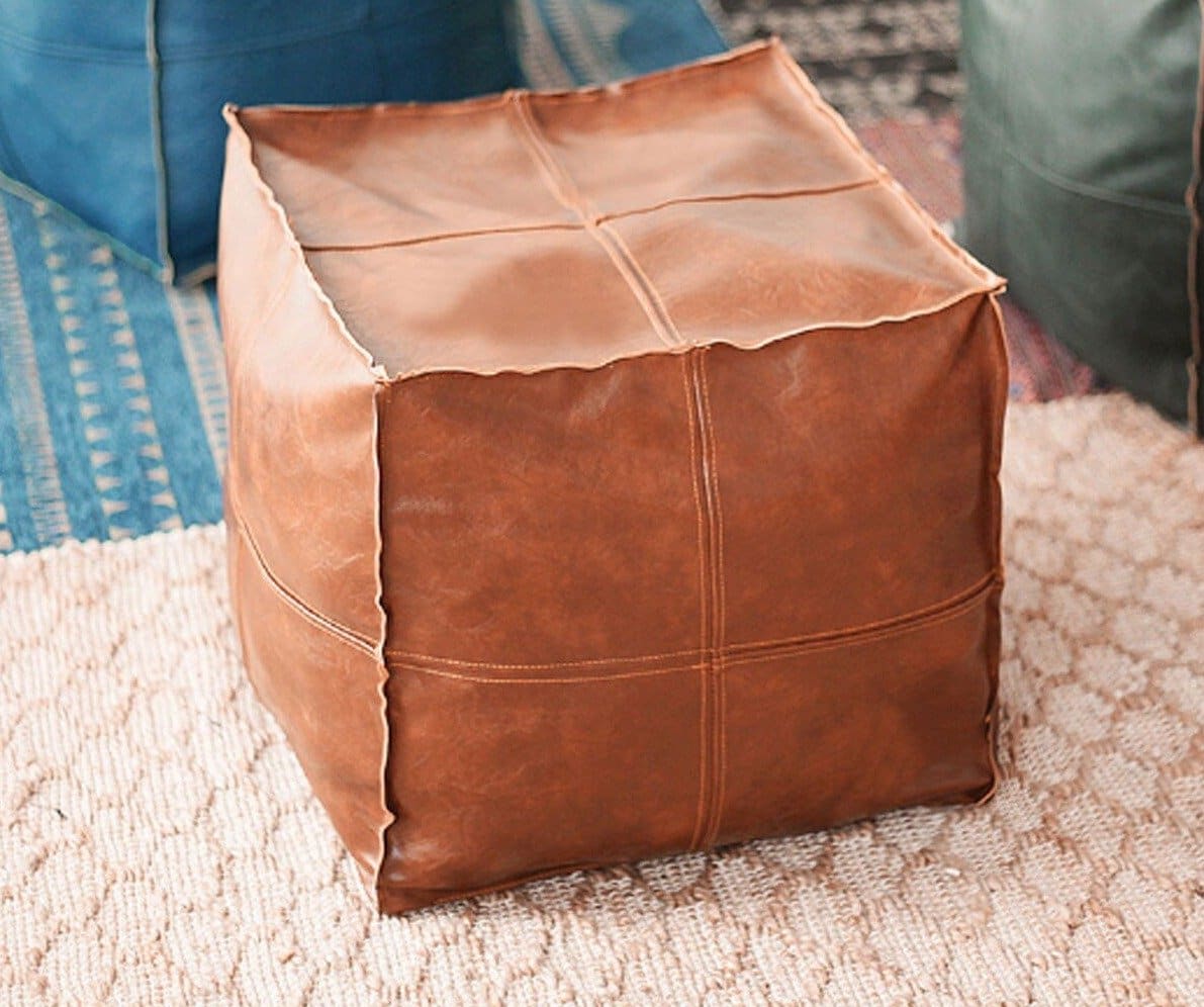 pouf marocain carré cuir