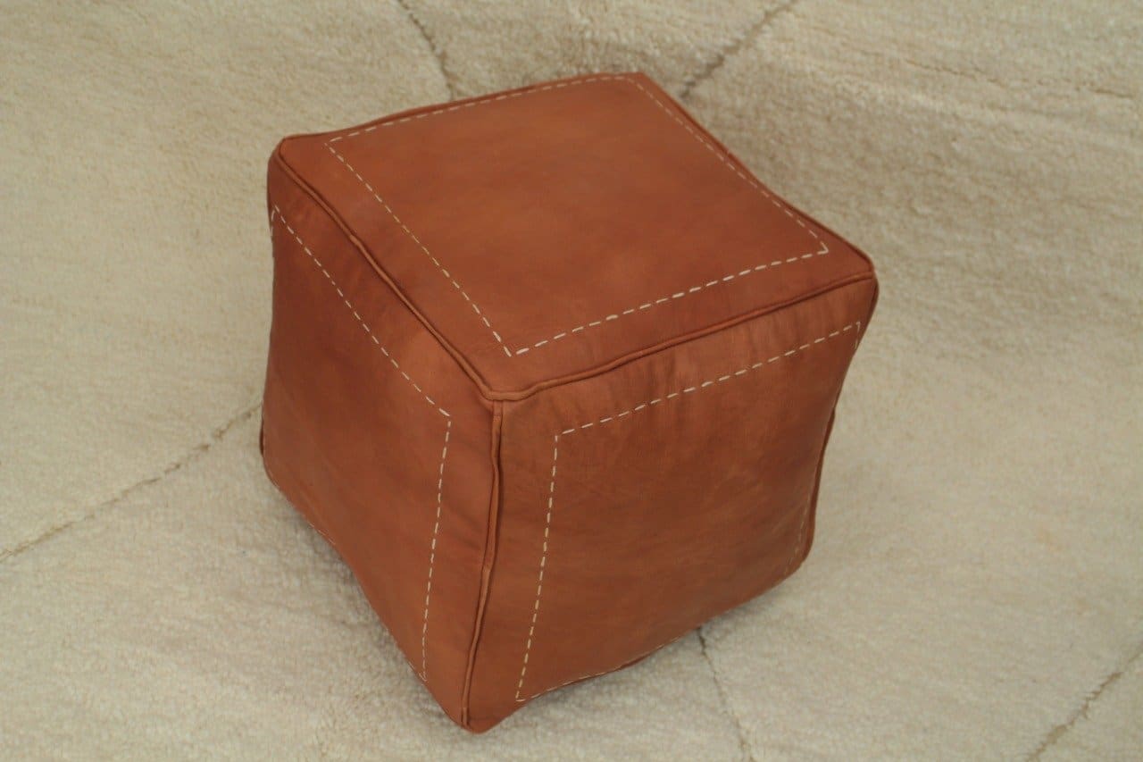 Pouf en cuir Carré Marocain - Pouf