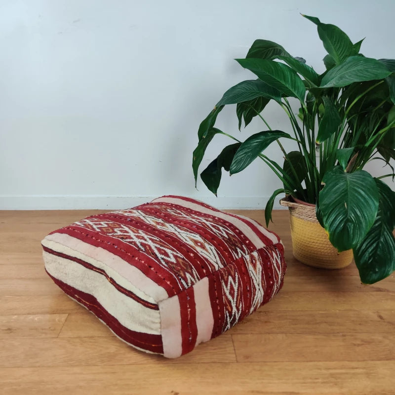 Pouf Handira rouge - MAZIR Décoration