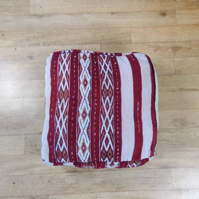 Pouf Handira rouge - MAZIR Décoration