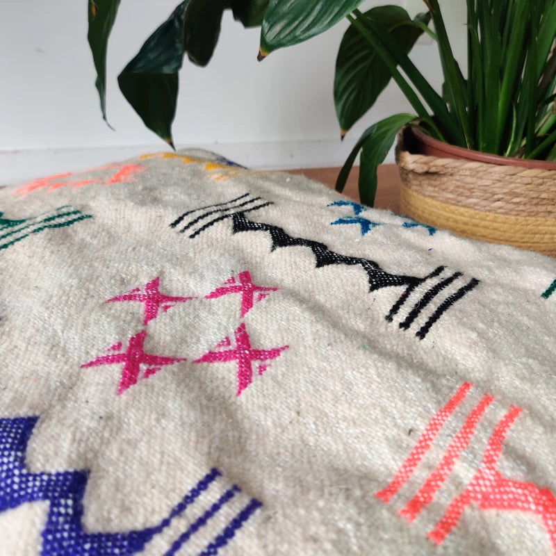 Pouf Kilim Marocain coloré - MAZIR Décoration
