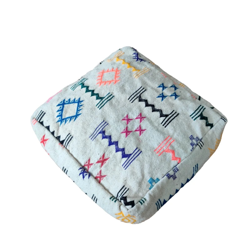 Pouf Kilim Marocain coloré - MAZIR Décoration