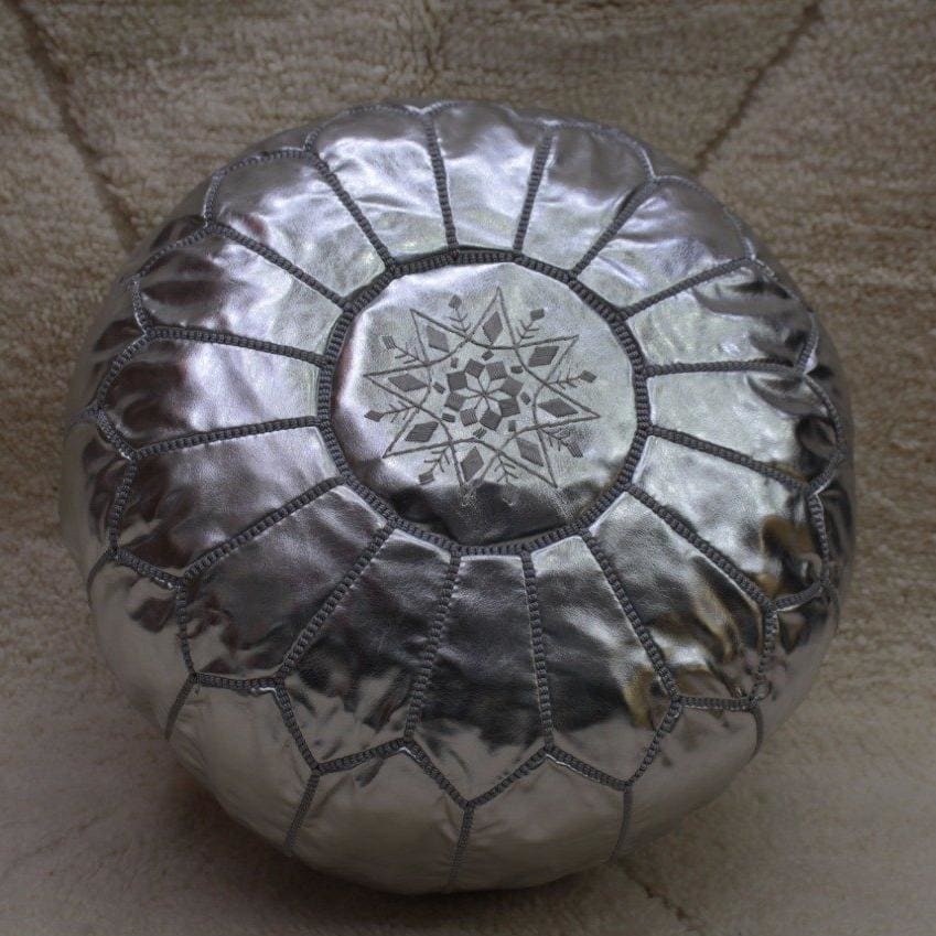 pouf argenté marocain