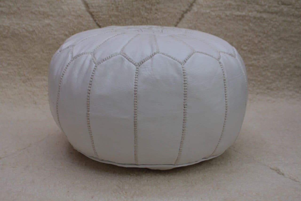 pouf blanc marocain