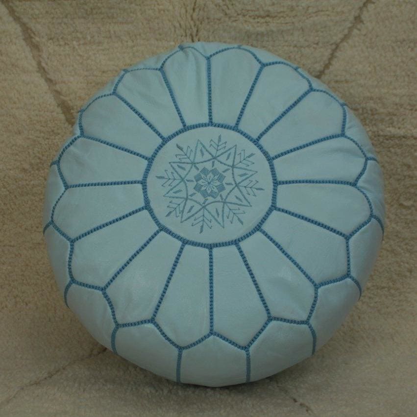 pouf marocain bleu ciel