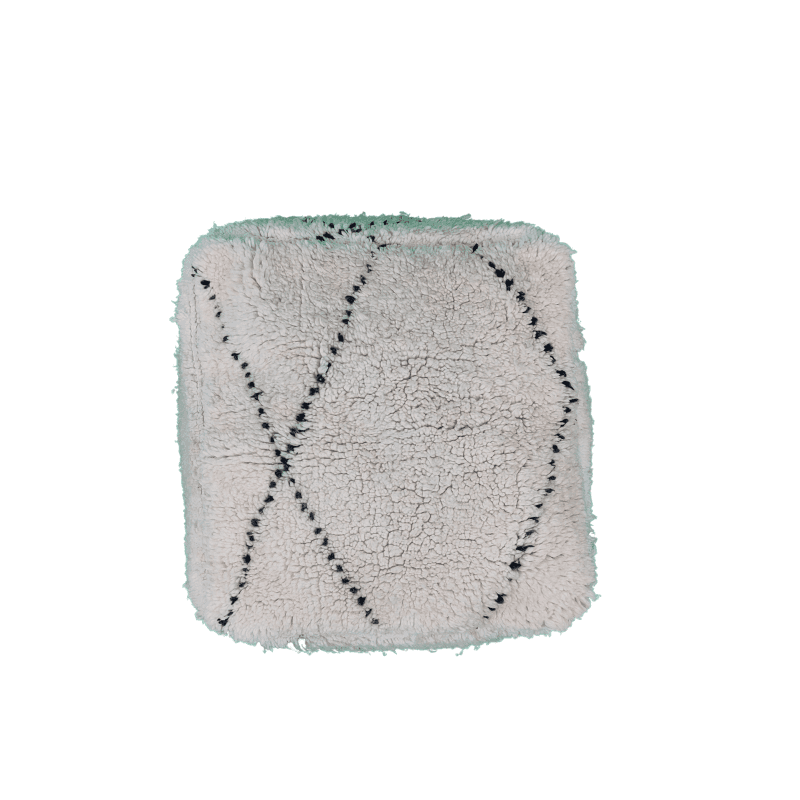 Pouf Berbère blanc de Troyes artisanal