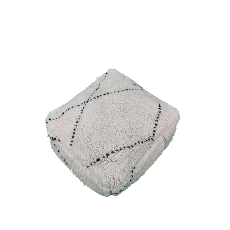 Pouf Berbère blanc de Troyes fait main